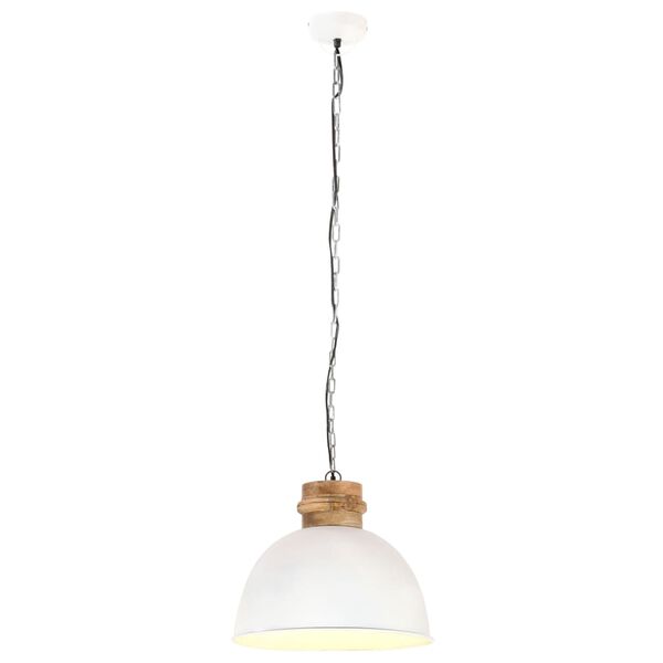 vidaXL Hanglamp industrieel rond E27 50 cm massief mangohout wit