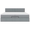 vidaXL Ottoman bed met matrassen en LED's 200x200cm stof lichtgrijs