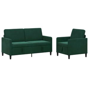 vidaXL Bankenset met opbergruimte 2 st Donkergroen Polyester