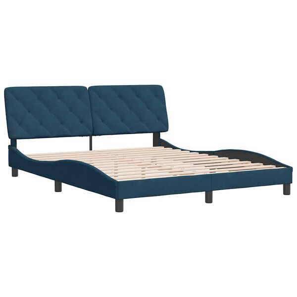 vidaXL Bedframe zonder matras fluweel blauw 160x200 cm