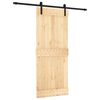 vidaXL Schuifdeur Naturel en Zwart 85 x 210 cm Massief Grenenhout