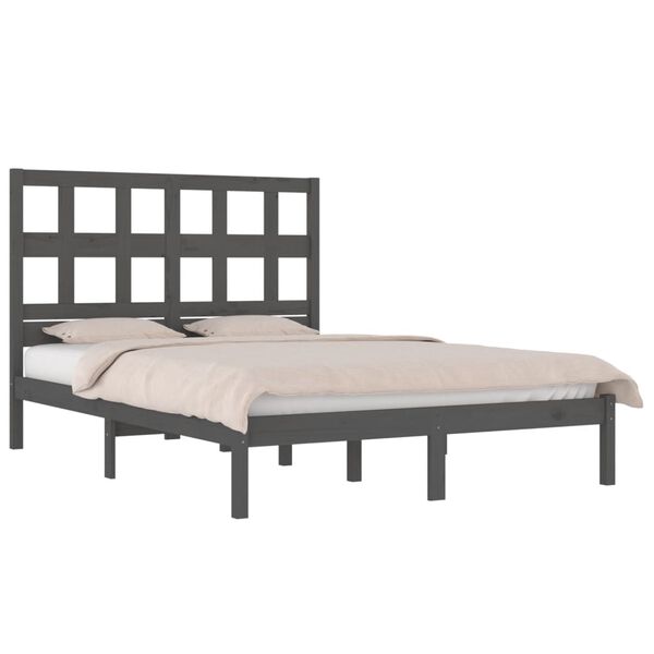 vidaXL Bedframe massief grenenhout grijs 200x200 cm