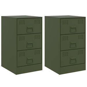 vidaXL Nachtkastjes 2 st 34,5x39x62 cm staal olijfgroen