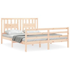 vidaXL Bedframe met hoofdbord massief hout 160x200 cm