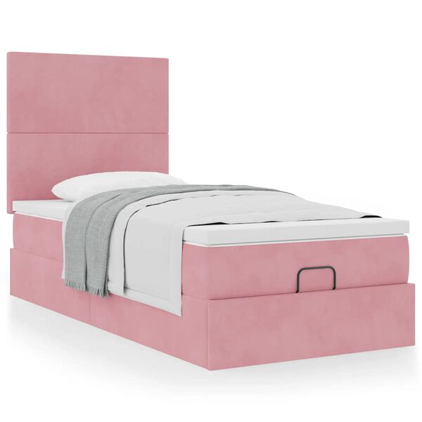 vidaXL Ottoman bed met matrassen 90x190cm fluweel roze