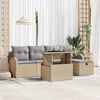 vidaXL Tuin Sofa Set met kussen met opslag 6 pcs Beige Poly riet