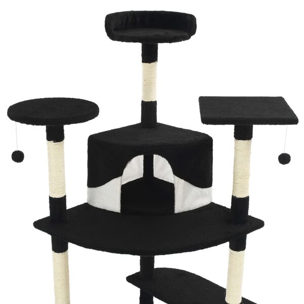 vidaXL Kattenkrabpaal met sisal krabpalen 203 cm zwart en wit