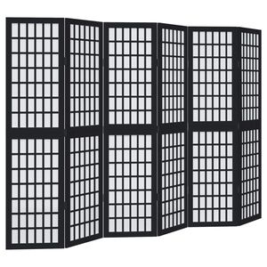 vidaXL Kamerscherm met 6 panelen massief paulowniahout zwart