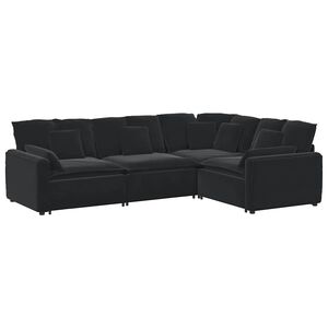 vidaXL Modulaire bank met kussens fluweel zwart