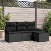 vidaXL Tuin Sofa Set met kussen met opslag 4 pcs Zwart Poly riet