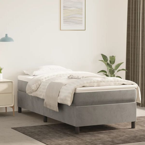 vidaXL Boxspring bed 100x200 cm fluweel lichtgrijs