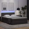 vidaXL Opbergbed met LED met matras Grijs 140 x 200 cm Nep Leer