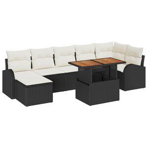 vidaXL Tuin Sofa Set met opslag 8 pcs Zwart Poly riet