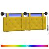 vidaXL Hangend hoofdbord Met LED-verlichting Geel Fluweel