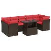 vidaXL 8-delige Loungeset met kussens poly rattan acacia bruin