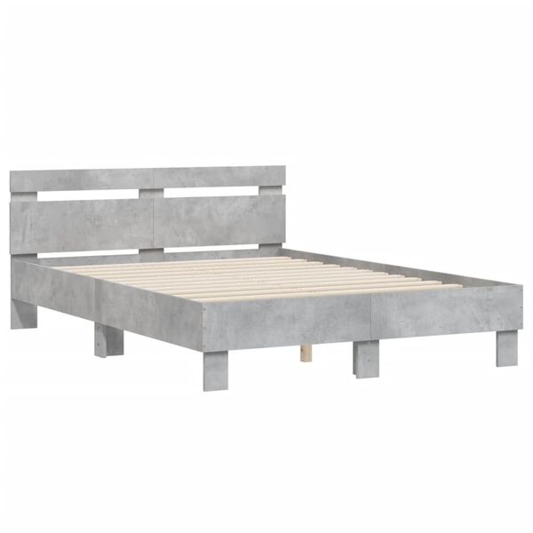 vidaXL Bedframe met hoofdeinde bewerkt hout betongrijs 120x200 cm