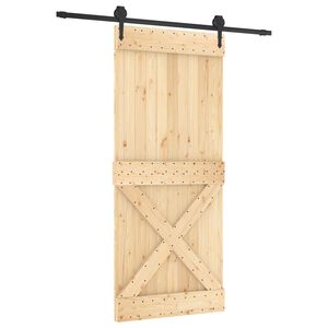 vidaXL Schuifdeur Naturel en Zwart 90 x 210 cm Massief Grenenhout