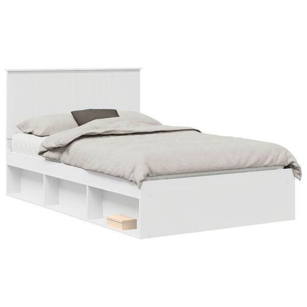 vidaXL Bedframe met hoofdeinde Wit 120 x 190 cm Massief grenenhout