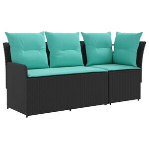 vidaXL Tuinstoel met Armleuning en Hoekbank 2 Stuk Zwart en Turquoise