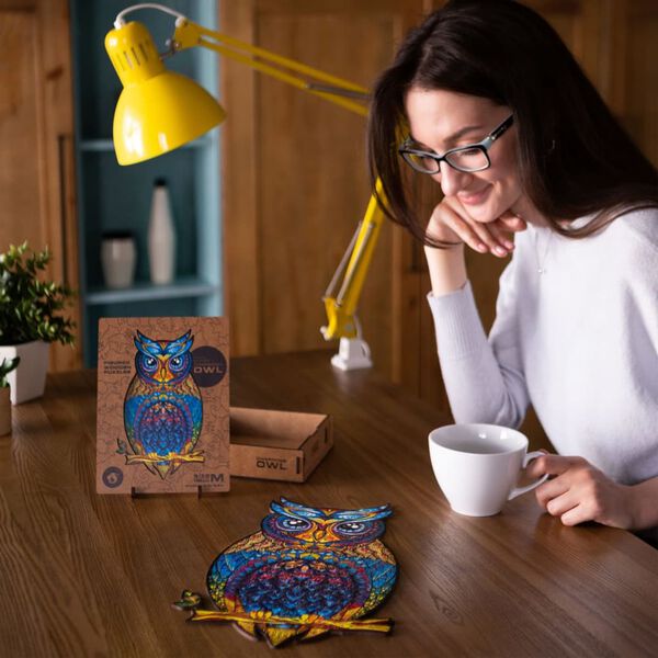 UNIDRAGON Puzzel Charming Owl 650 stukjes royal size 35x60 cm hout