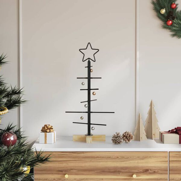 vidaXL Metalen kerstboom met standaard Zwart 60 cm Poedergecoat staal