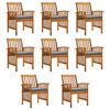 vidaXL Tuinstoelen 8 stuks met kussens, massief acaciahout