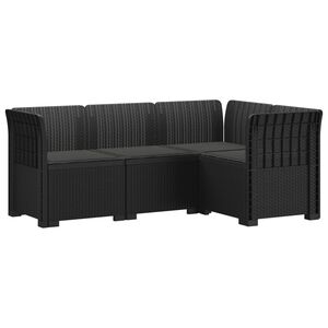 vidaXL 4-Zits Tuin Sofa met Kussens Rattan Look PP Antraciet