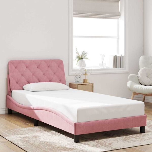 vidaXL Bedframe zonder matras fluweel roze 100x200 cm