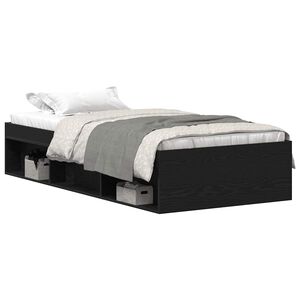 vidaXL Bedframe zonder matras 75x190 cm spaanplaat zwart eikenkleurig