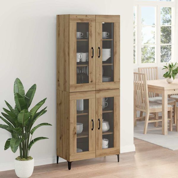 vidaXL Highboard Artisan Eiken 69,5 x 34 x 180 cm Bewerkt hout