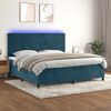 vidaXL Boxspring met matras en LED fluweel donkerblauw 200x200 cm