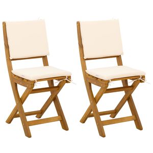 vidaXL Bistrostoelen voor buiten 2 st Cr&egrave;mewit Massief Acaciahout