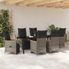 vidaXL Tuin eettafelset met kussen 7 pcs Grijs poly rattan