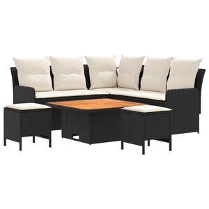 vidaXL Meubelsets met kussen 6 pcs Zwart en Cr&egrave;me PE Rattan