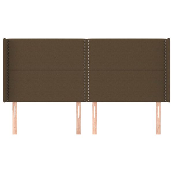 vidaXL Hoofdbord met randen 163x16x118/128 cm stof donkerbruin