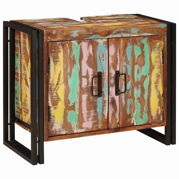 vidaXL Wastafelkast Multikleur 71 x 33 x 58 cm Massief Gerecycled Hout