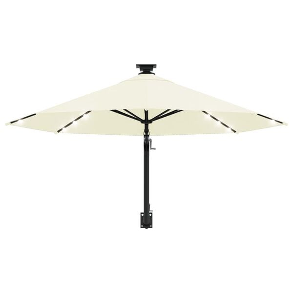 vidaXL Wandparasol met LED's 300 cm zandkleurig