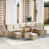 vidaXL Tuinbankenset met kussen 9 pcs Beige poly rattan