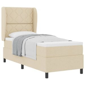 vidaXL Boxspring bed met kussen met hoofdeinde Cr&egrave;me 80 x 200 cm Stof