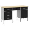 vidaXL Werk kast met lade 3 pcs Zwart Engineered hout en staal