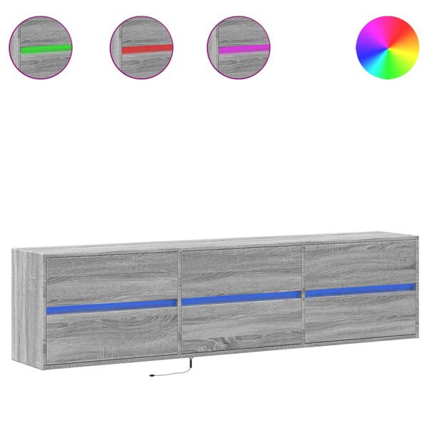 vidaXL Tv-wandmeubel met LED-verlichting 180x31x45 cm grijs sonoma
