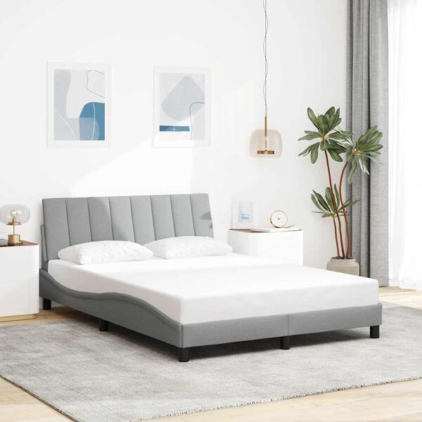 vidaXL Bedframe zonder matras "Hanko" stof lichtgrijs 140x190 cm