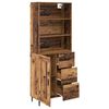 vidaXL Hoge kast Oud Hout 69,5 x 34 x 180 cm Geengineerd Hout en Glas