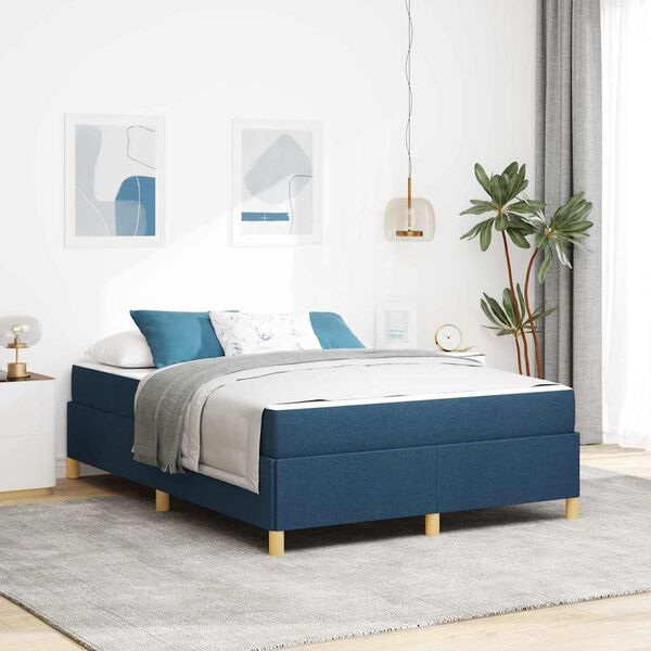 vidaXL Bedframe met matras Blauw 160 x 200 cm Stof