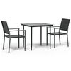 vidaXL 3-delige Tuinset met kussens poly rattan en staal
