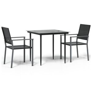 vidaXL 3-delige Tuinset met kussens poly rattan en staal