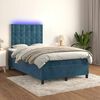 vidaXL Boxspring met matras en LED fluweel donkerblauw 120x190 cm