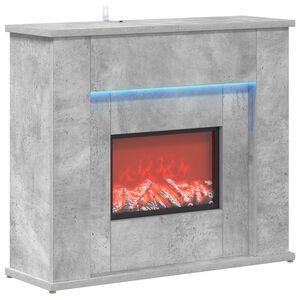 vidaXL Sfeerhaard met led-strip Beton 63 x 20 x 54,5 cm Bewerkt hout