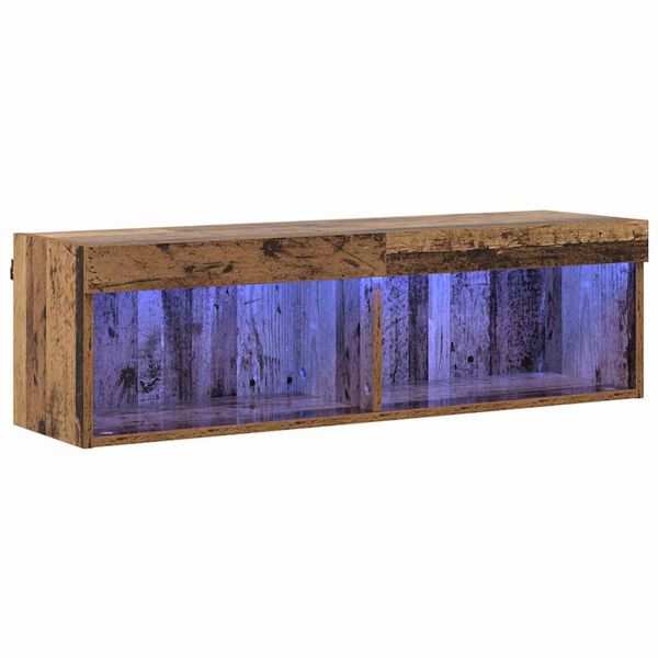 vidaXL Tv-meubelset met LED Oud Hout 100 x 30 x 30 cm Bewerkt hout