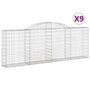 vidaXL Schanskorven 9 st gewelfd 300x30x100/120 cm ijzer